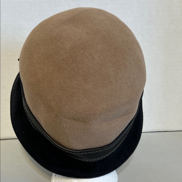 Coach Tan and Brown Bucket Hat 100% Rabbit Hair Leather Trim Buckle Size Small main image 6